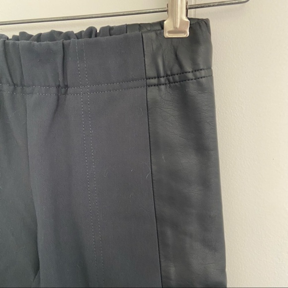 Club Monaco charcoal ponte black faux leather panel stretch pull on pants 00 - Picture 6 of 8